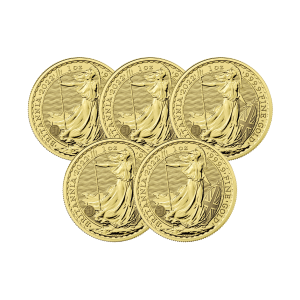 2022 1oz Gold Britannia 5 coin bundle