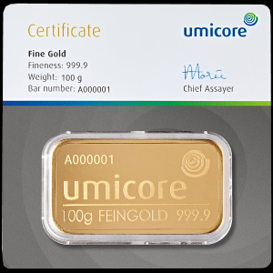 Umicore 100g Gold Bar
