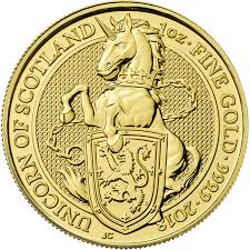 1oz Gold Unicorn Queens Beast