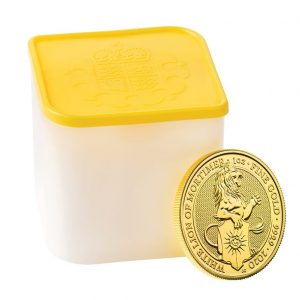 1oz Gold White Lion of Mortimer Queen's Beast - Full tube of 10 coins
