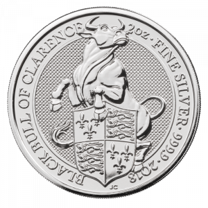 2oz Queen's Beasts Black Bull Silver Coin (2018)