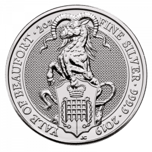 2oz Queen's Beasts Yale of Beaufort Silver Coin (2019)