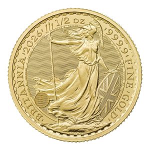 Reverse design of the 2026 half-ounce Britannia with anti-forgery hologram