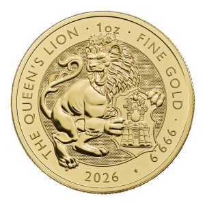 2026 Royal Mint Tudor Beasts Queen’s Lion 1oz Gold Coin featuring the Lion of England design