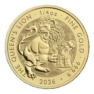 2026 Royal Mint Tudor Beasts Queen’s Lion 1/4oz Gold Coin with Lion of England design